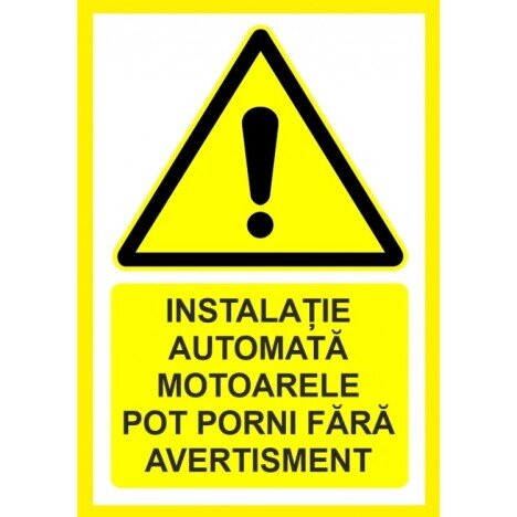 Placuta pentru instalatie automata motoarele pot porni fara avertisment